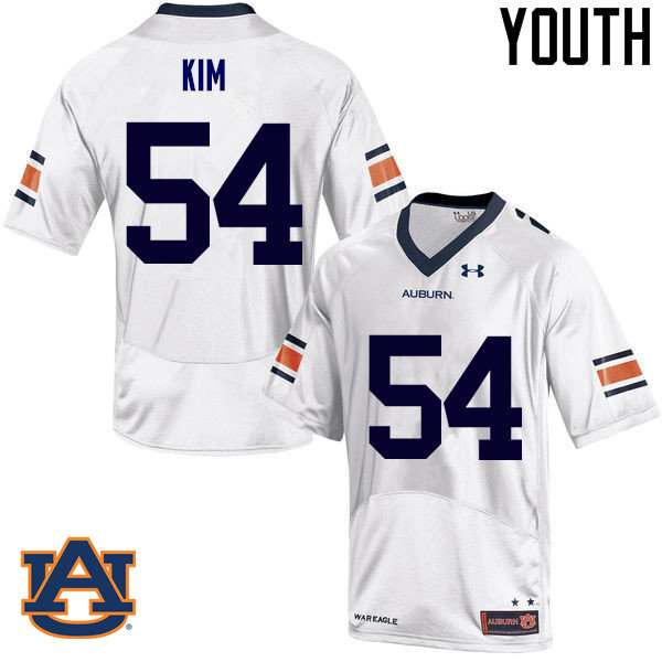 Youth Auburn Tigers #54 Kaleb Kim College Football Jerseys Sale-White